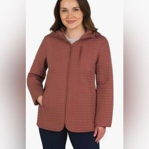 Lands’ End Quilted Hooded Jacket – Rosewood Red – Size S – NWT